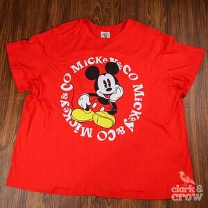 Disney Mickey & Co Graphic T Shirt Red Mickey Mouse Logo Tee XL Adult Cotton